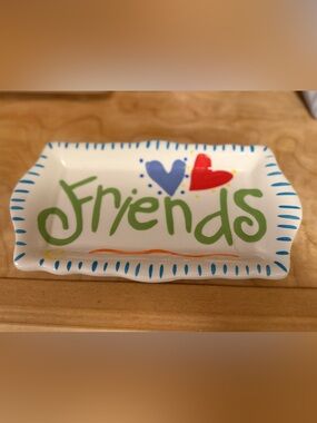 Ceramic trinket tray by Coton Colors Express that says Friends